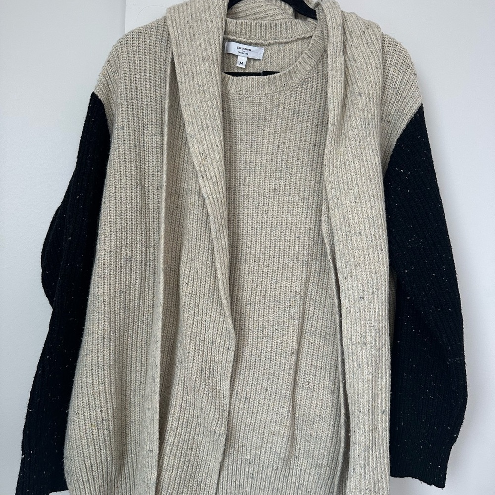Cozy Beige and Black Knit Sweater